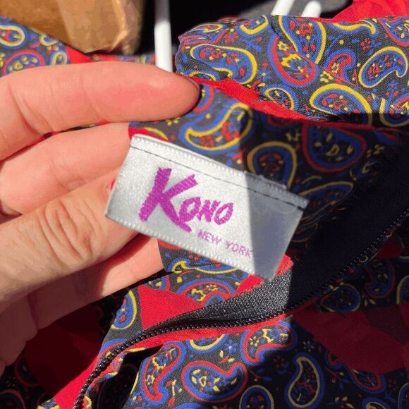 Vintage 1980s Funky, Fit and Flare, Bold Paisley Rose Print Maximalist Midi Dres - Picture 2 of 8